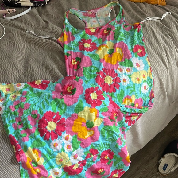 Lily Pulitzer racer back flowly floral maxi dress authentic small - Picture 1 of 4